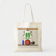 Jérsei personalizado do basquetebol (whitegreen) bolsas para compras