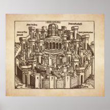 Jerusalem, Woodcut medieval Pôsteres