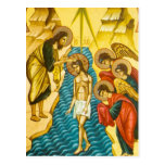 Jesus Cristo que toma o ícone do russo do baptismo Cartão Postal