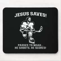 Jesus salvar a camiseta engraçada do hóquei mousepads