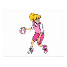 Jogador de basquetebol das meninas cartao postal