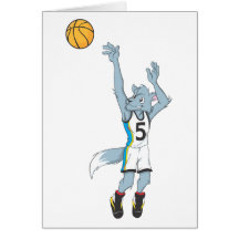 Jogador de basquetebol do lobo que faz um tiro cartao