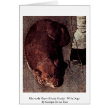 Jogador de Ghironda (Hurdy Gurdy), com cães Cartões