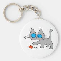 Jogo Eyed azul do gato do gatinho Chaveiros