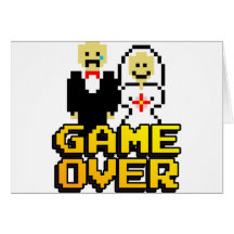 Jogo sobre o casamento (de 8 bits) cartoes