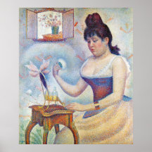 Jovem mulher que pulveriza-se (Seurat) Pôsteres