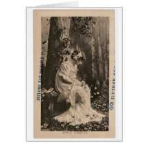 Jovem mulher retro do francês das mulheres do vint cartão