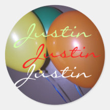 Justin balloons a etiqueta adesivos em formato redondos