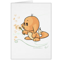 Kacheek alaranjado que deseja em um dente-de-leão cartão