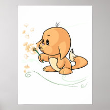 Kacheek alaranjado que deseja em um dente-de-leão posteres