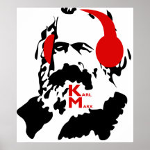 KARL MARX COM FONES DE OUVIDO POSTERES