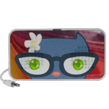 Kats com Glassez: Auto-falante azul do gatinho Caixinhas De Som Para Mini
