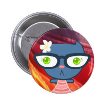 Kats com Glassez: Botão azul do gatinho Botons