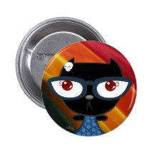 Kats com Glassez: Botão de Blacky Kat Pins