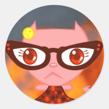 Kats com Glassez: Etiqueta má mindinho Adesivos Redondos