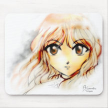 Kawaii grande dos olhos do esboço da menina do Ani Mousepads
