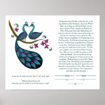 Ketubah do Pavão-Peahen, branco Impressão