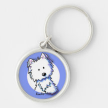 KiniArt Westie no chaveiro azul