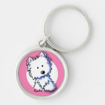 KiniArt Westie no chaveiro cor-de-rosa