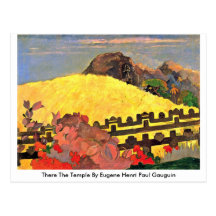 Lá o templo por Eugene Henri Paul Gauguin Cartões Postais