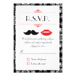 Lábios e casamento tema damasco RSVP do bigode Convite Personalizados