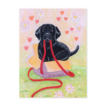 Labrador preto na pintura da caixa cartao postal