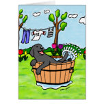 Labrador preto que banha desenhos animados cartao