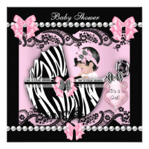 Laço bonito da zebra do rosa do bebé do chá de fra convites
