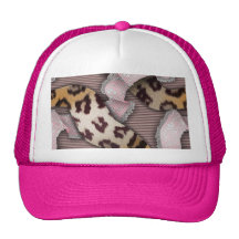 Laço de n dos leopardos '- rosa pastel - bone