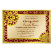 Laço do ouro do Arabesque, noivado 3.5x5 Convite Personalizado
