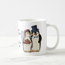 Laço dos noivos do casamento do pinguim - personal canecas