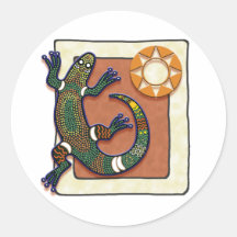 Lagarto e Sun Adesivos Redondos