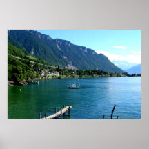 Lago Genebra no verão Posters