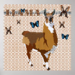 Lama do ouro & poster floral de bronze das borbole