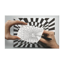 Lápis contra a câmera - geometria impressão em canvas