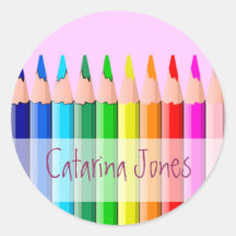 Lápis - personalizados adesivos em formato redondos