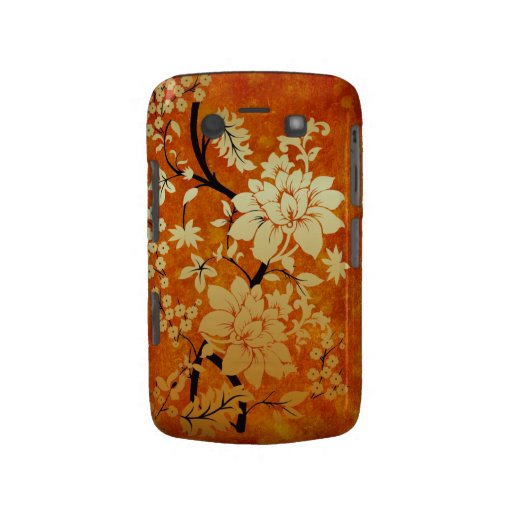 Laranja, ouro & estilo oriental floral preto capa blackberry bold