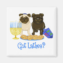 Latkes obtidos?  Ímãs do Pug de Hanukkah Ima