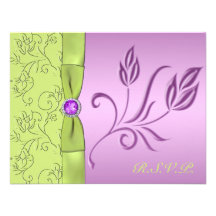 Lavanda e cartão Jewelled verde de RSVP Convites Personalizado