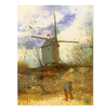 Le Moulin Galette por Vincent van Gogh, moinho de  Cartoes Postais