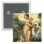 Leda e cisne por Leonardo da Vinci, renascimento Boton