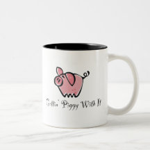 Leitão com ele caneca