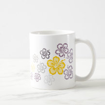 Lembranças cinzentas e amarelas de Havaí do hibisc Caneca