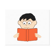 Lendo um livro impressão em tela canvas