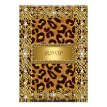 Leopardo do preto do ouro da festa de aniversário  convite personalizado