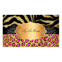 Leopardo do rosa do vintage de PixDezines, zebra+e Modelo De Cartões De Visita