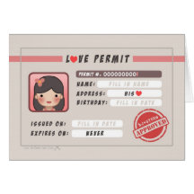 Licença do amor da HJ-História - menina Cartão