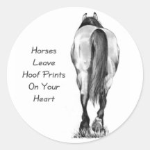 Licença Hoofprints dos cavalos em seu coração: Art Adesivo Em Formato Redondo