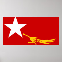 Liga nacional para a democracia, bandeira de Myanm Posters
