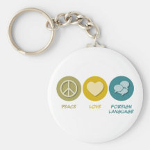 Língua estrangeira do amor da paz chaveiro